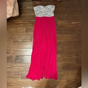 BEAUTIFUL Pink & Silver Prom Dress